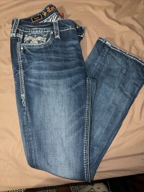Rock Revival Women's Dark Blue Embellished Back-Pocket Jeans